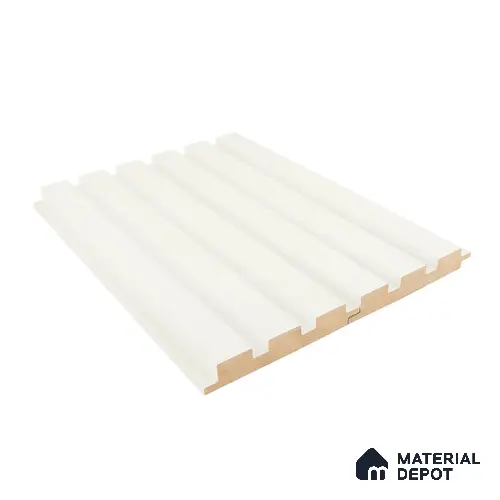 White Plain Colour Louver White 153 9 ft x 4.7 inch MDF Panel - 18 mm | Suitable for Feature Wall, TV Unit & Living Room | Width is Subjected to 5% Variation
